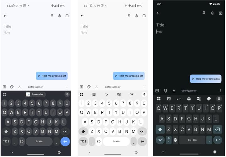 Gboard changes.