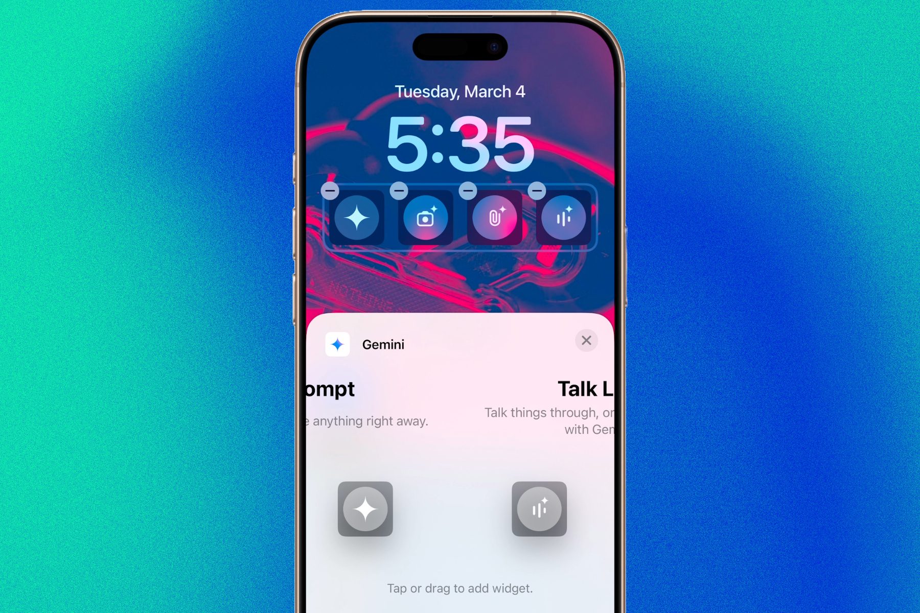 Gemini widget options for iPhone Lock Screen.