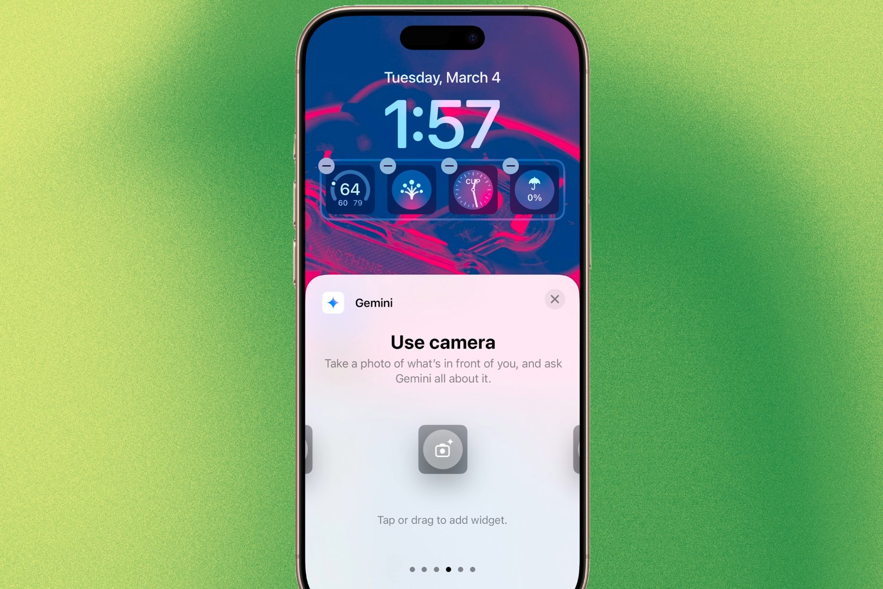 Gemini Lock Screen widget for iPhone.