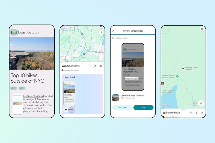Google Maps vacation planning using screenshots with Gemini.