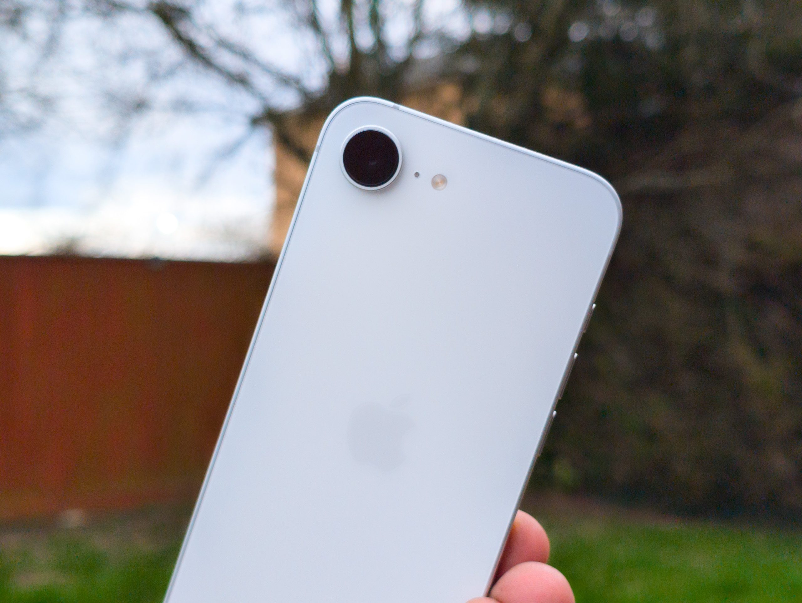 The camera on the Apple iPhone 16e in White