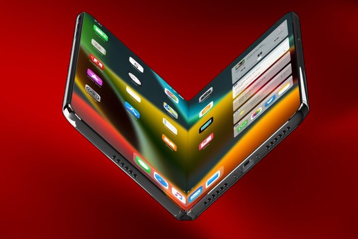Semi-open state of a foldable iPhone concept