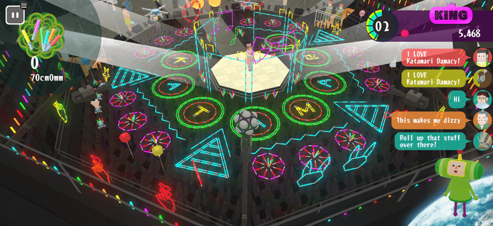 A concert arena filled with glowsticks appears in Katamari Damacy Rolling Live.