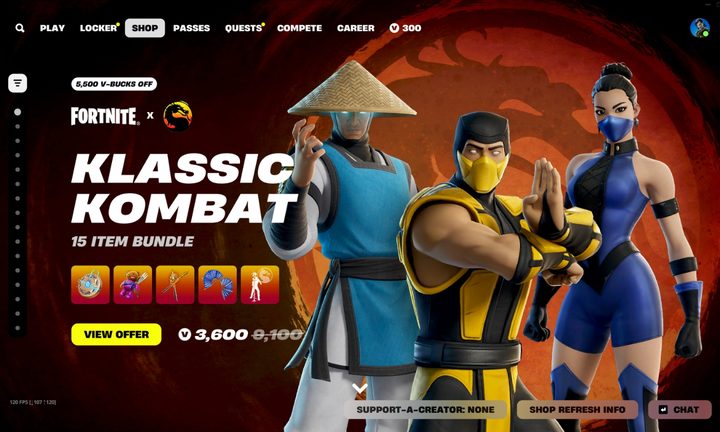 Mortal Klassic Kombat bundle in Fortnite