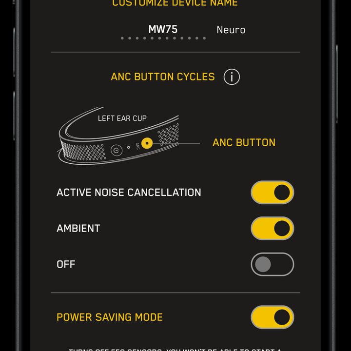 The settings options in the M&W Connect app.