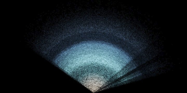This shows a small fraction of the total DESI year-3 data in which the structure created by gravity is visible. This is the largest 3D map of the Universe ever made.