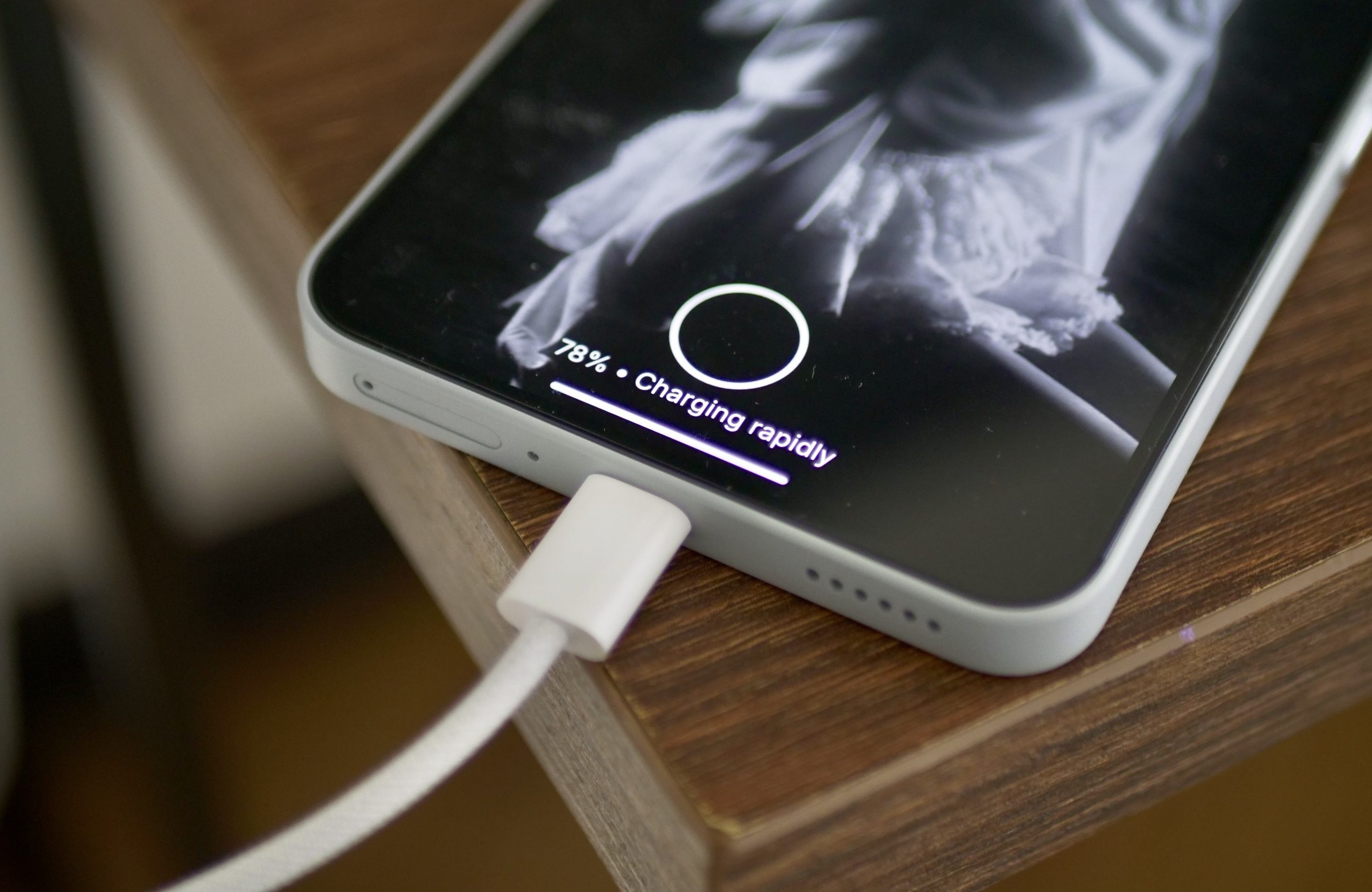The Nothing Phone 3a Pro on charge.