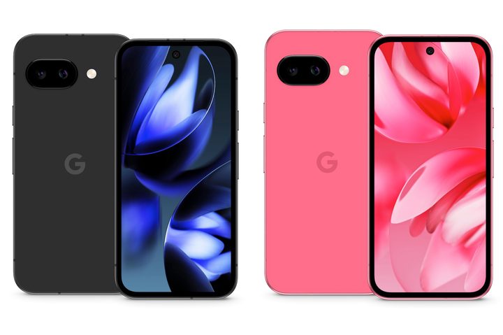 The Google Pixel 9a in Obsidian and Peony.