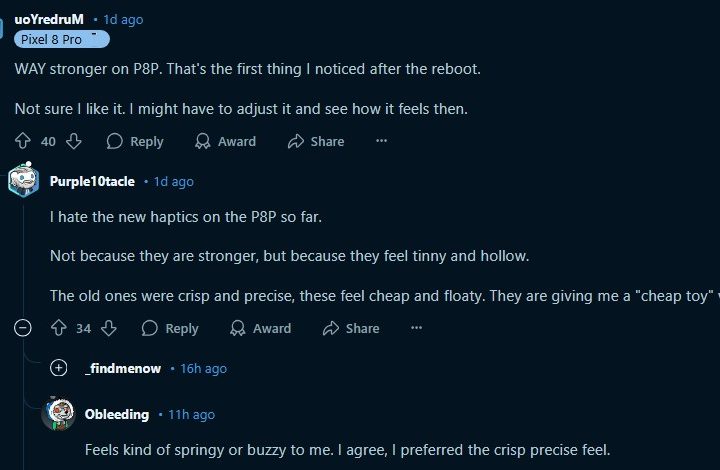 A screenshot from the Google Pixel Reddit.