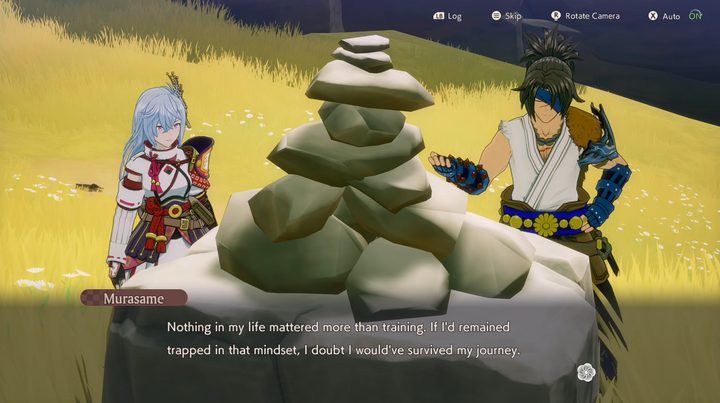 Two figures standing next to each other in front of a grave. Dialogue reads "nothing in my life mattered more than training. Id I'd remained trapped in that mindset, I doubt I would've survived my journey."