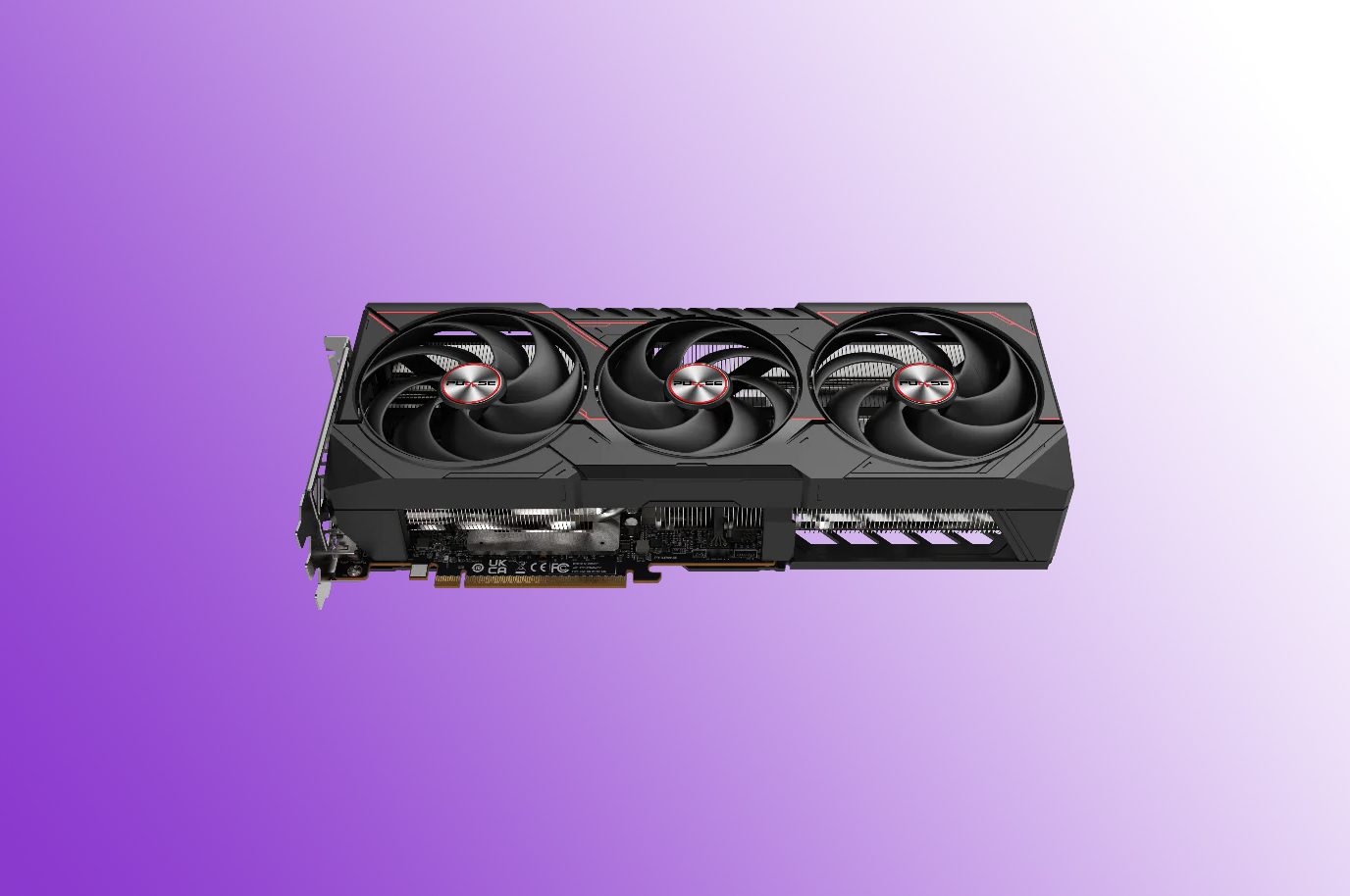 Sapphire Pulse RX 9070 XT graphics card on a purple background