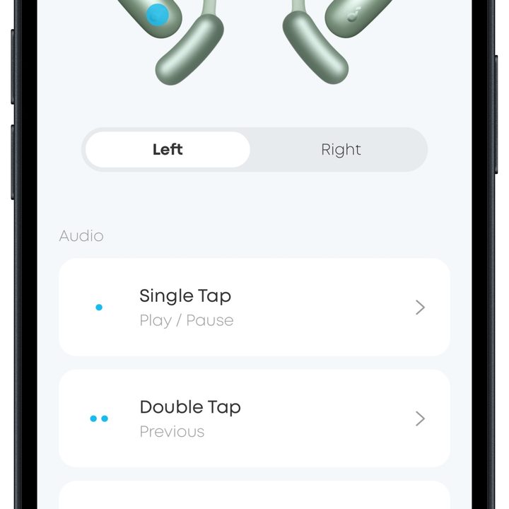 Soundcore app for iOS: control customization.