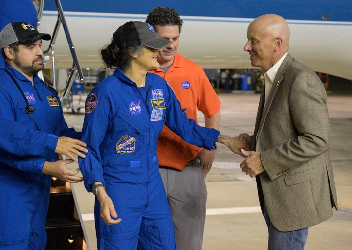NASA astronaut Suni Williams just hours after returning from orbit.