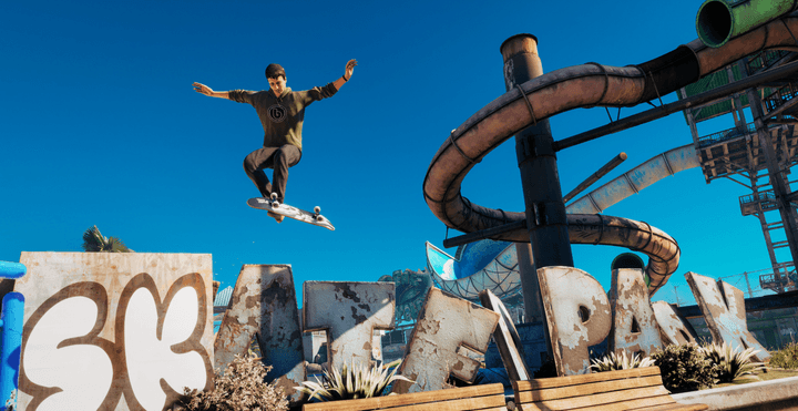 Tony Hawk jumps over a park in Tony Hawk's Pro Skater 3 + 4.