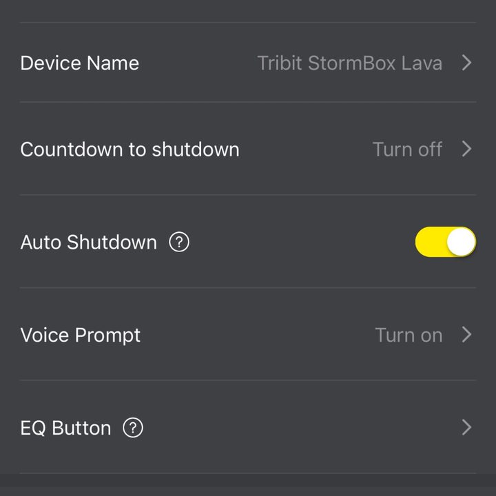 Settings in the Tribit app