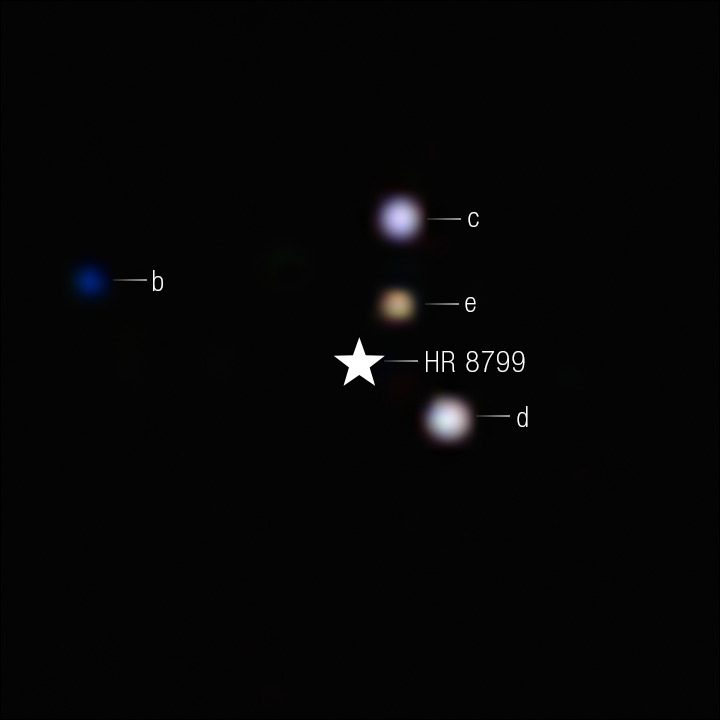 HR 8799 exoplanets captured by NASA James Webb Space Telescope.