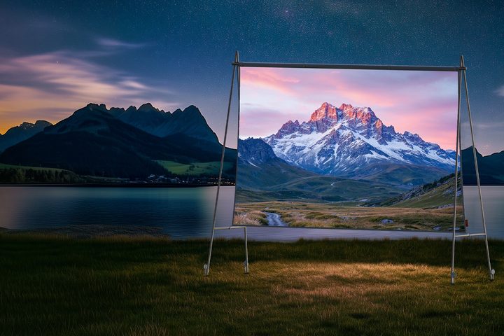 xgimi outdoor screen picnic stretched out in a park.