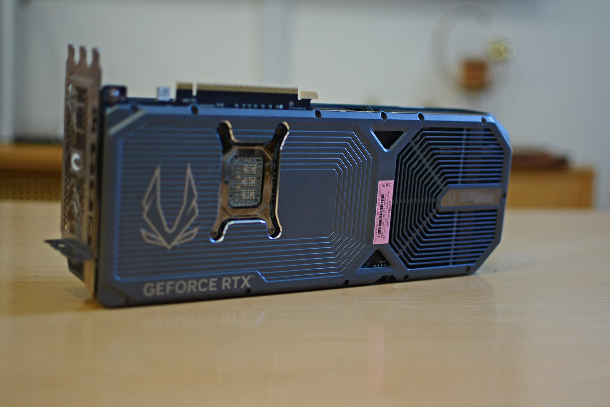 Backplate cover on the Zotac RTX 5070 Ti Amp Extreme Infinity graphics card