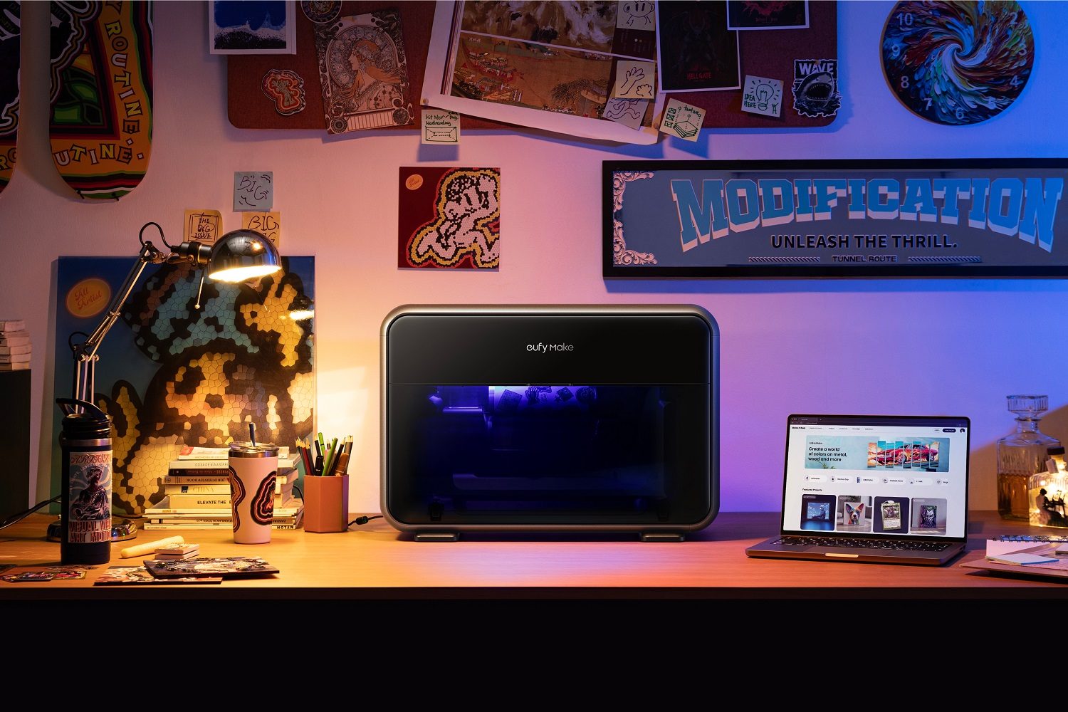 The EufyMake E1 UV Printer on a desk.