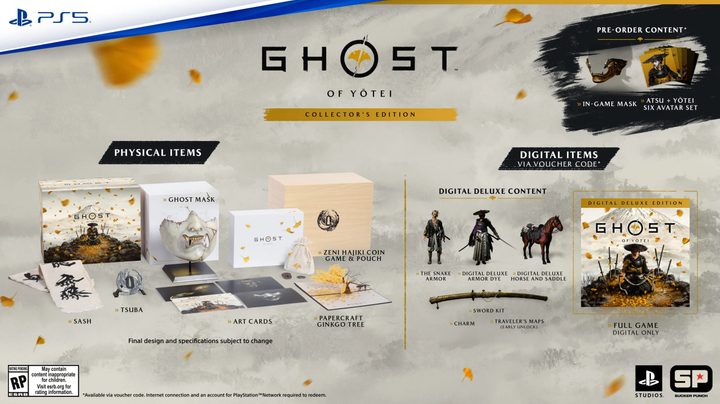 The collector's edition items in Ghost of yotei.