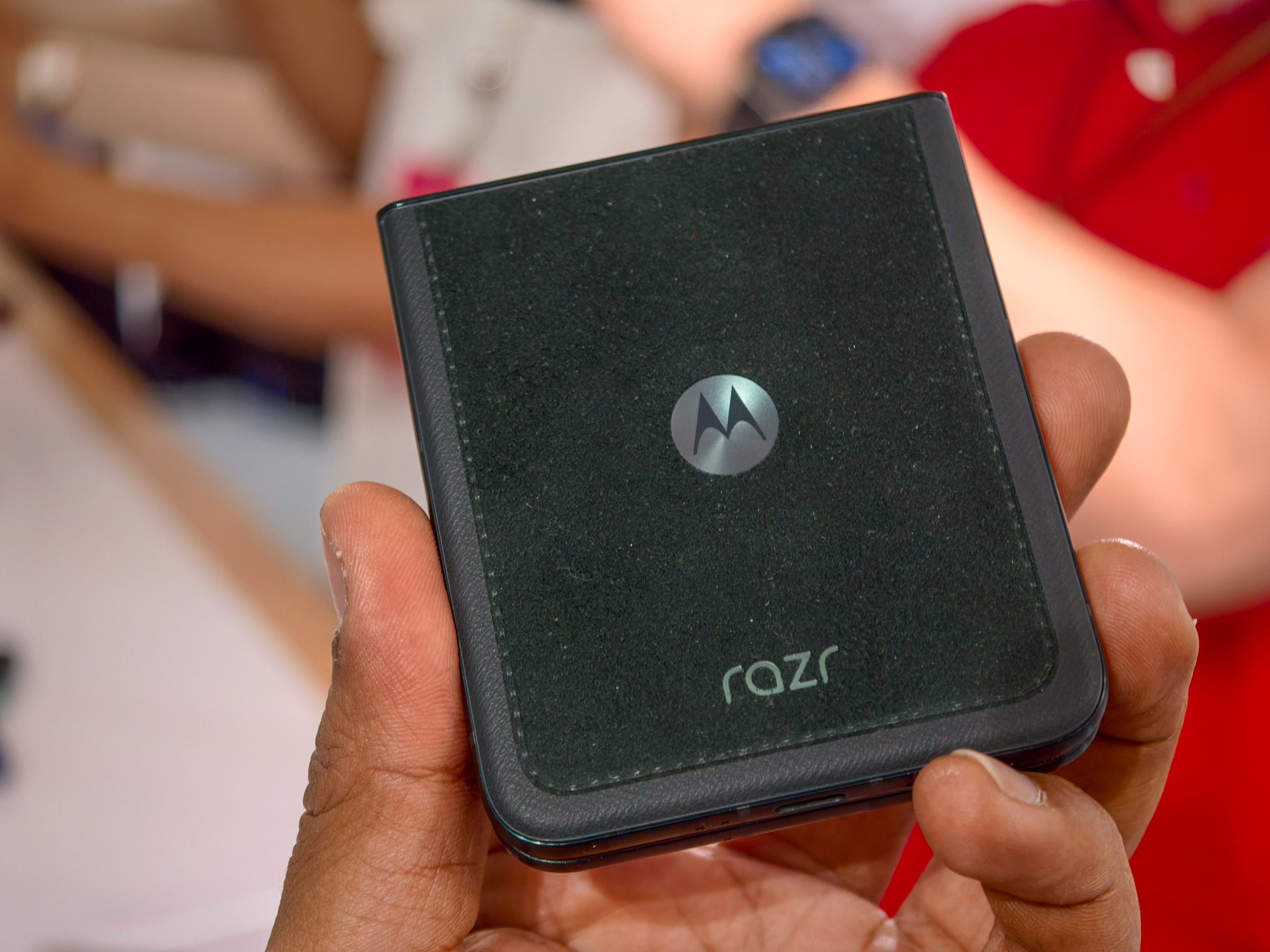 Moto Razr Ultra 2025 Pantone Scarab with alcantara leather