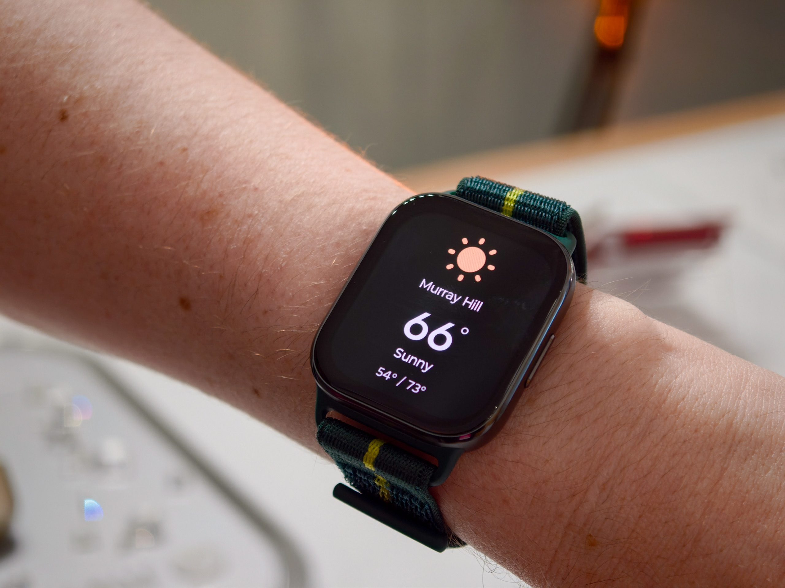 Weather on the new Moto Watch Fit 2025