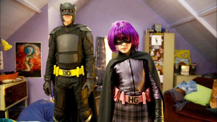Big Daddy and Hit Girl in Dave's room in Kick-Ass.