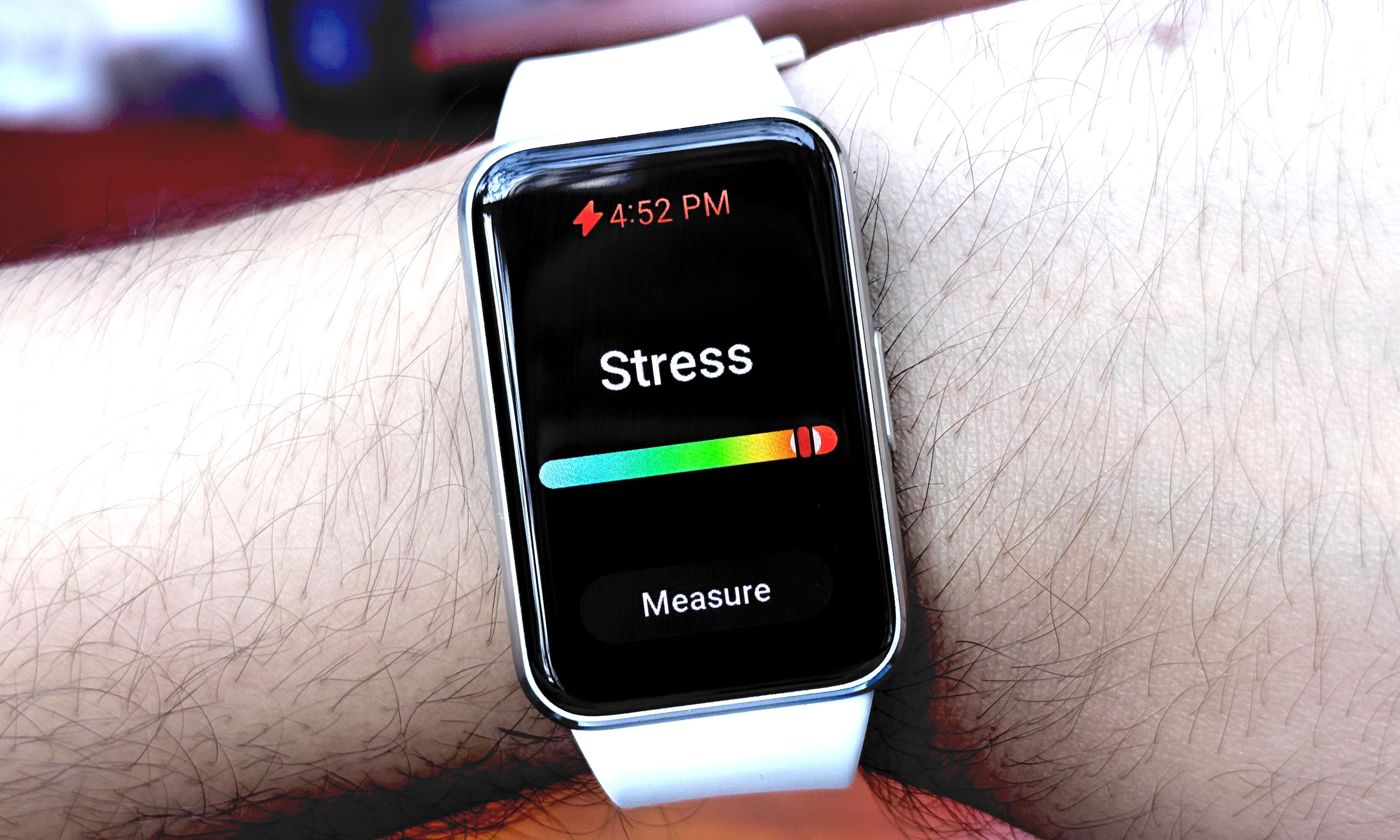 Stress measurement on Samsung Galaxy Fit 3 fitness band.