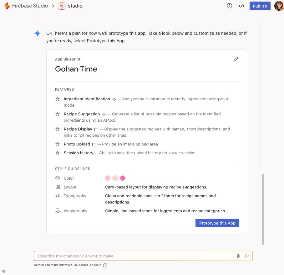 Google AI Firebase app builder.