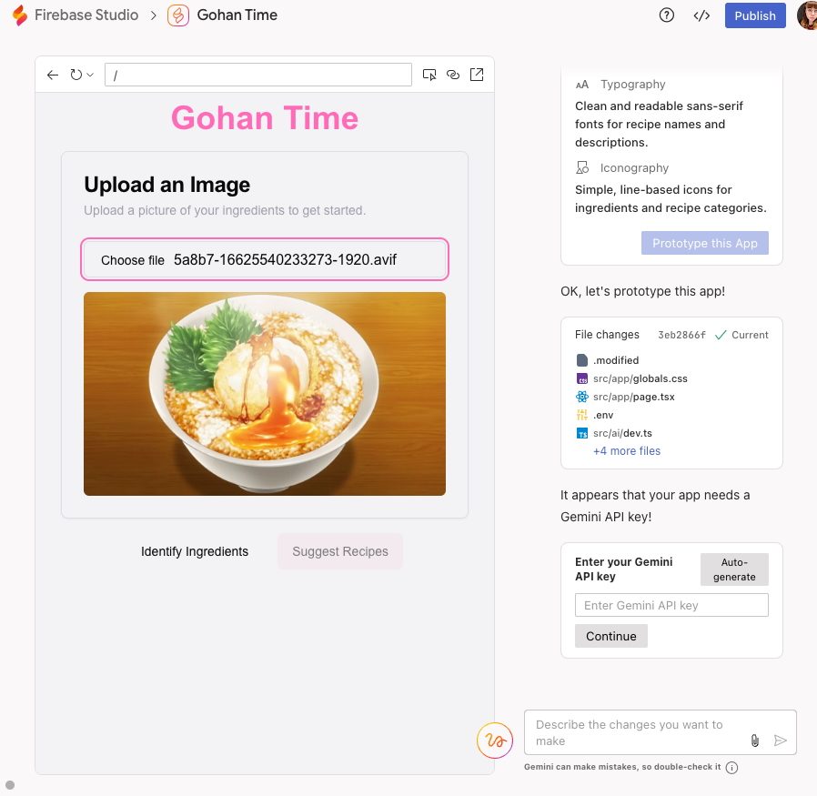 Google Firebase app builder recipe app.