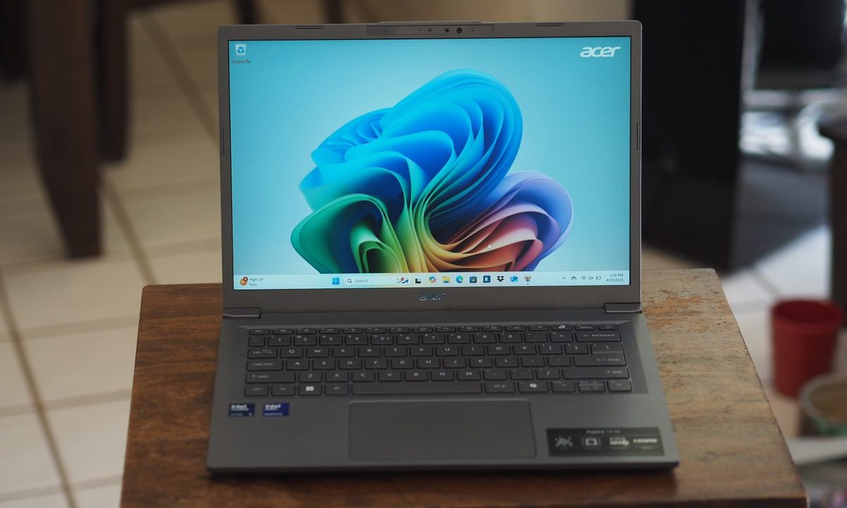 Acer Aspire 14 AI front view showing display and keyboard.