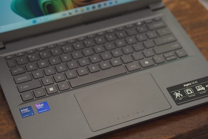 Acer Aspire 14 AI top down view showing keyboard and touchpad