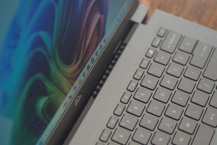 Acer Aspire 14 AI top down view showing vents behind keyboard.