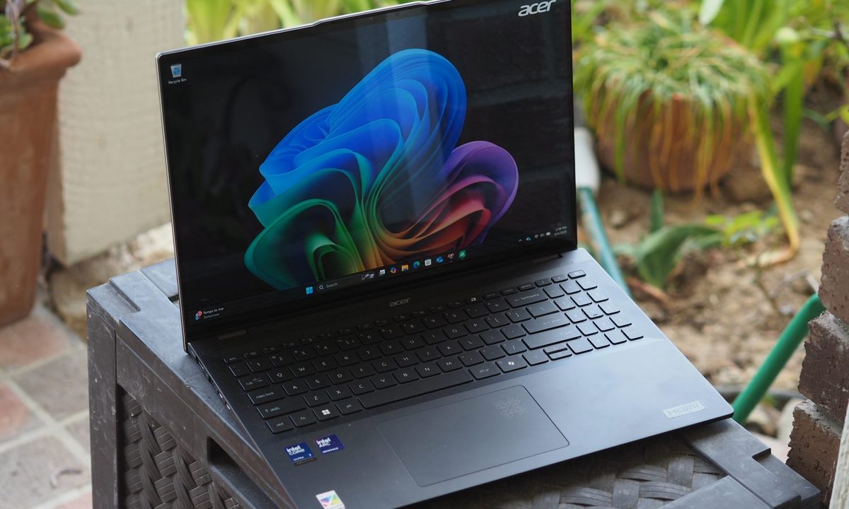 Acer Swift AI 16 front angled view showing display and keyboard.