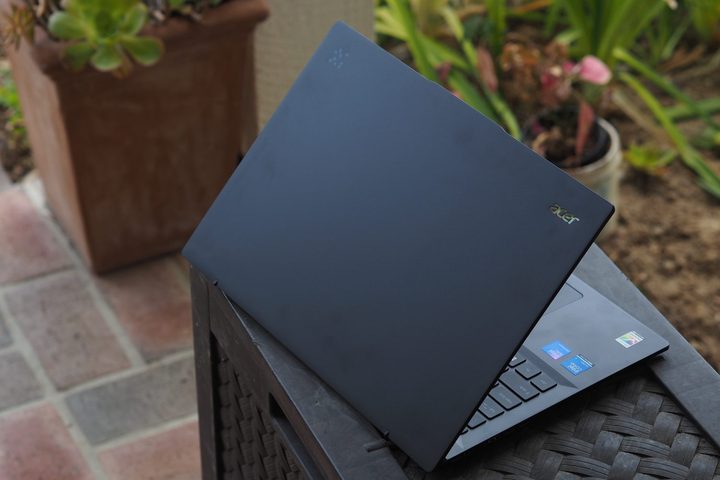 Acer Swift AI 16 rear view showing side and logos.