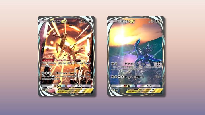 Arceus ex and Dialga ex cards in Pokémon TCG Pocket.