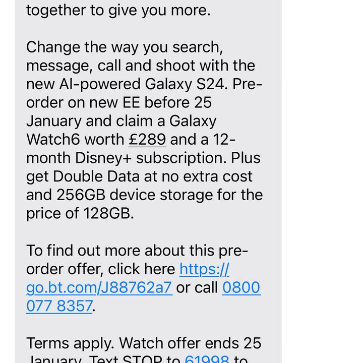 A message in iOS 18.