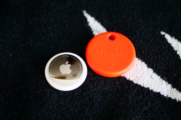 The Chipolo Pop with an Apple AirTag.