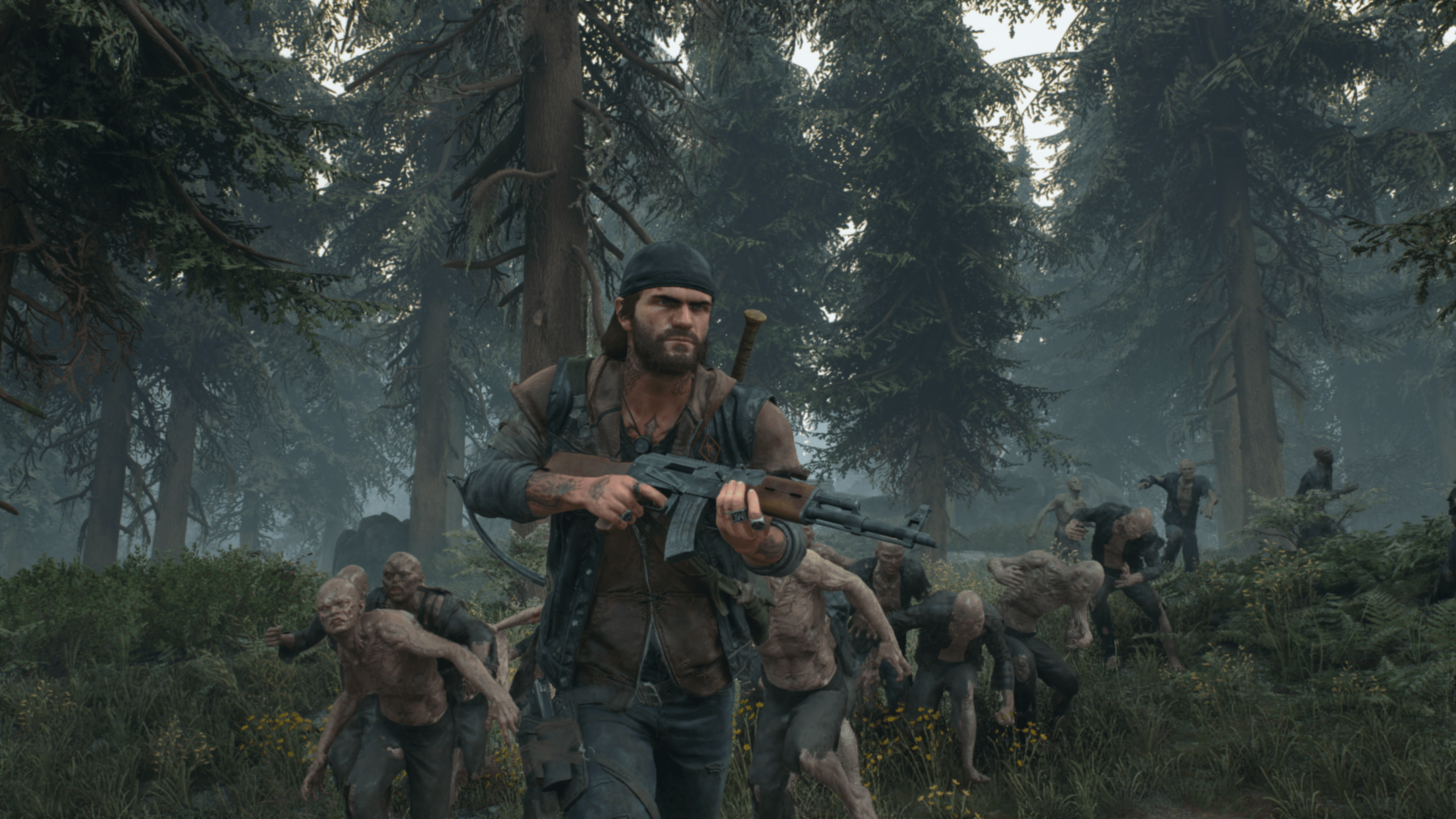 Deacon runs from zombies in Days Gone Remastered.