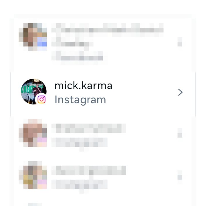 Select account for deletion on Instagram mobile app