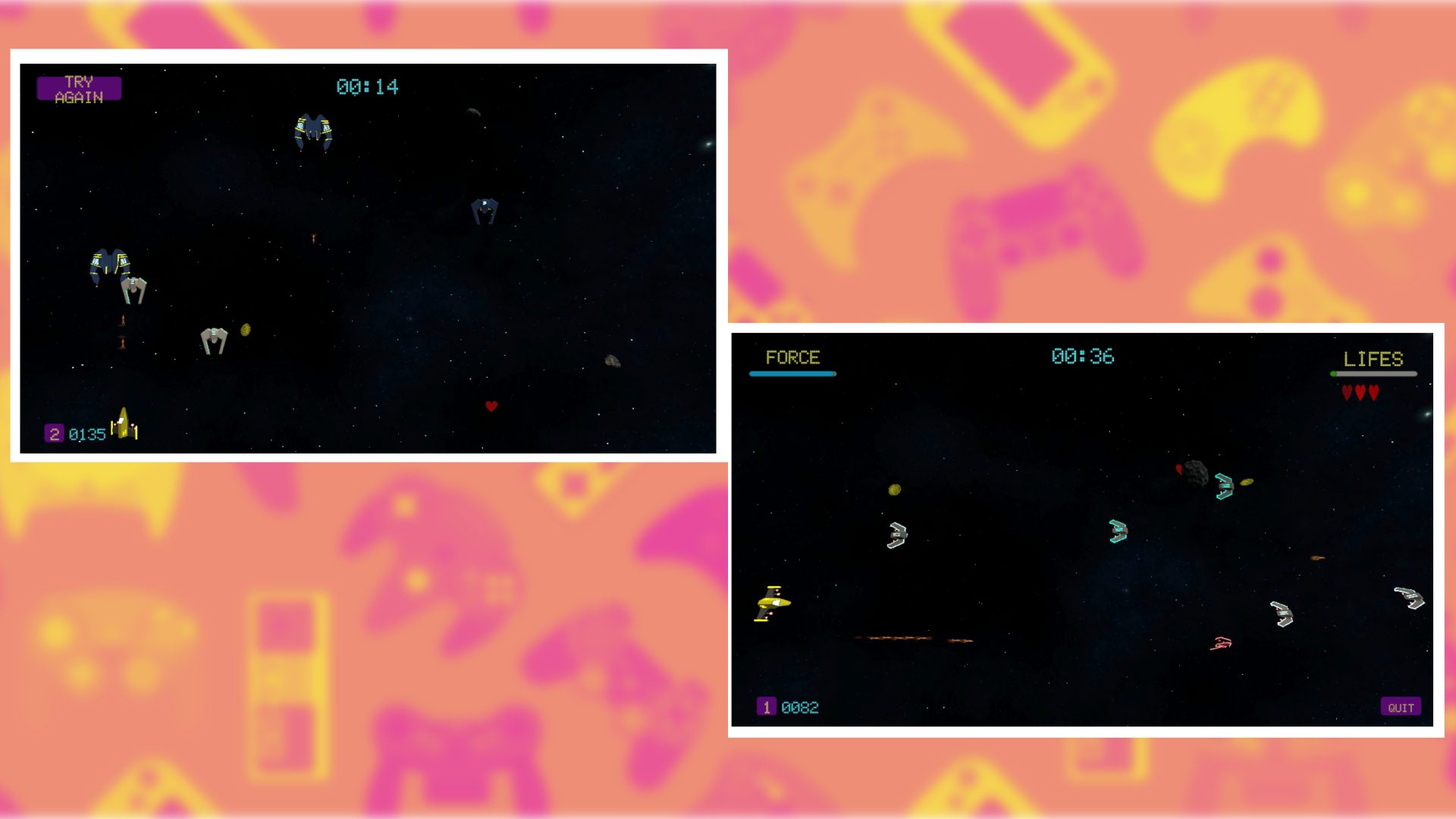 Static images extracted from the rehabilitation video game