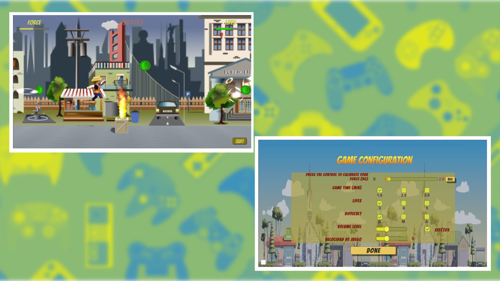 Stills from rehabilitation video game.