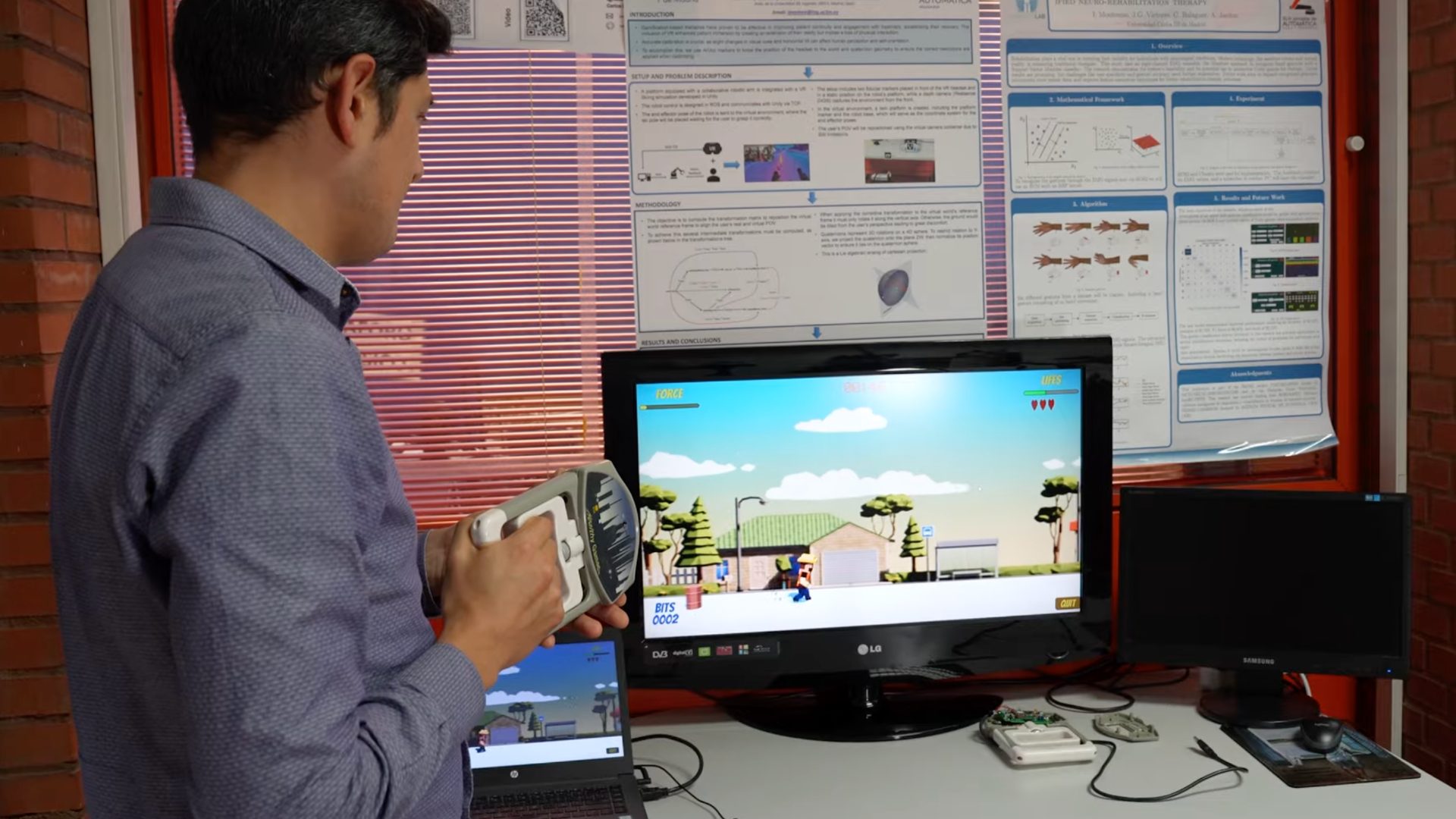 A user engaging with the eJamar input device.
