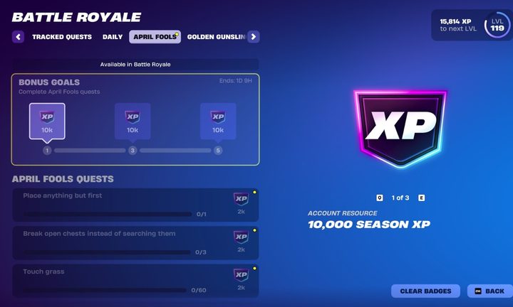 Fortnite April Fools Quests