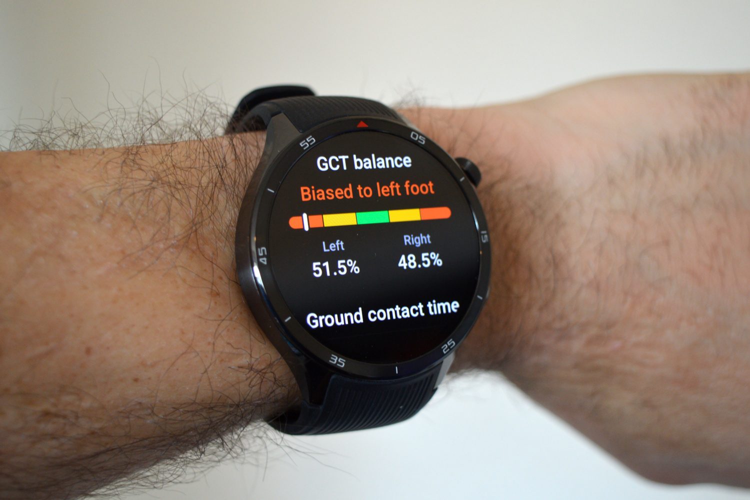 The gait stats after a run on the OnePlus Watch 3.