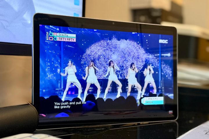 A video playing on the Samsung Galaxy Tab S10 FE.