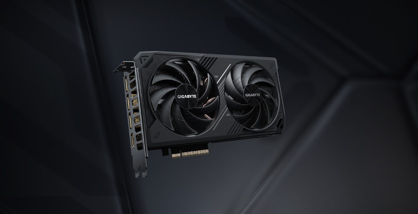 The Gigabyte RTX 5060 Ti Windforce graphics card in black