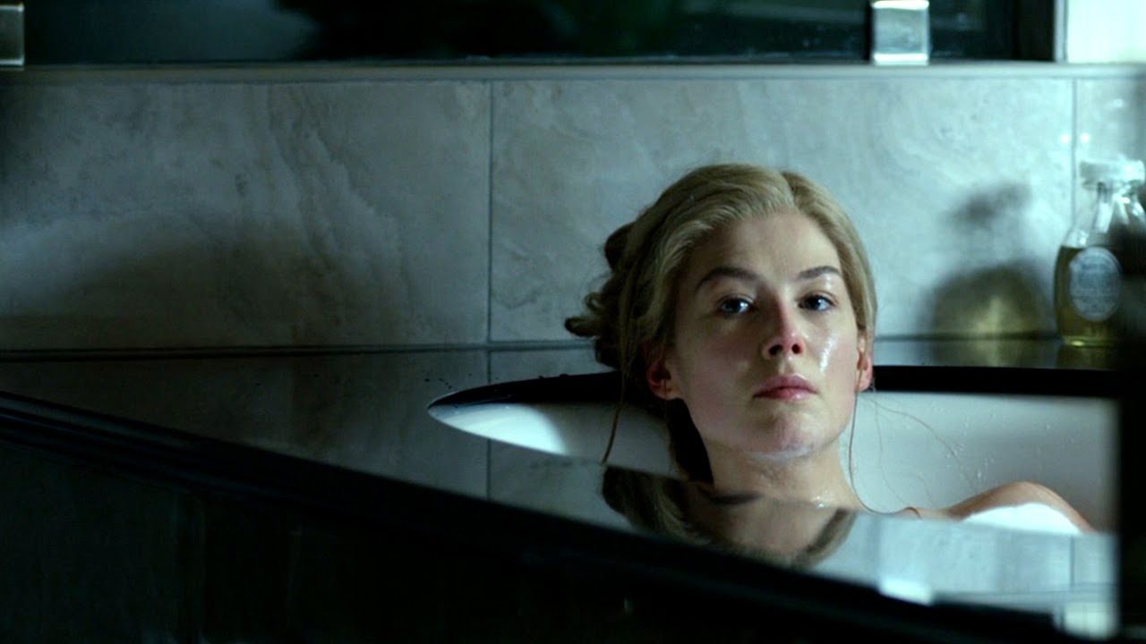 A woman slinked back in the bathtub in Gone Girl.
