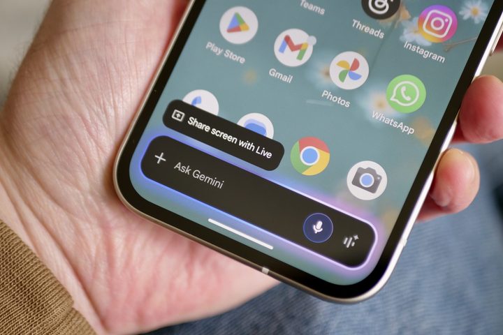 A person using Google Gemini on the Google Pixel 9a.