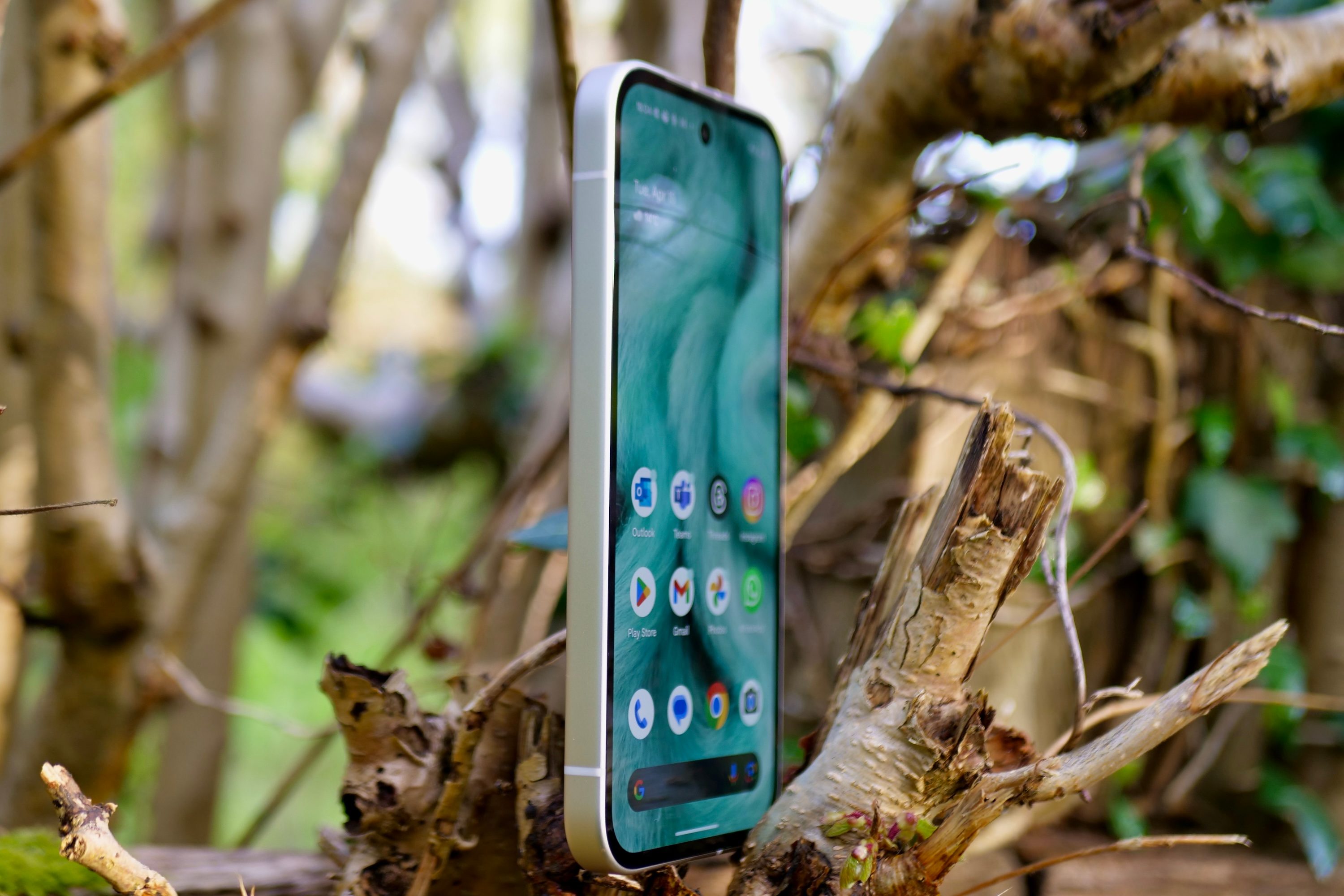 The side of the Google Pixel 9a.